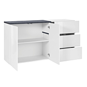 Madia moderna con 2 ante e 3 cassetti in finitura Bianco lucido e Ardesia