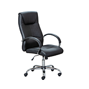 Poltrona da ufficio, nera, in ecopelle con ruote