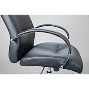 Poltrona da ufficio, nera, in ecopelle con ruote