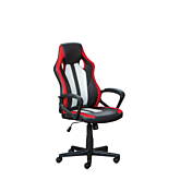 Poltrona da gaming di colore nero, rosso e bianco