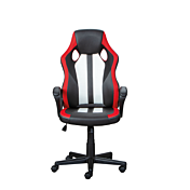 Poltrona da gaming di colore nero, rosso e bianco