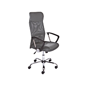 Poltrona da ufficio con ruote, con seduta in ecopelle grigia