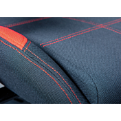 Poltrona da gaming in ecopelle nero/rossa, ruote con freno