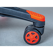 Poltrona da gaming in ecopelle nero/rossa, ruote con freno