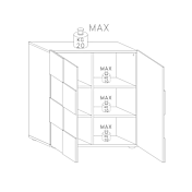 Credenza Moderna, Madia di Design, 2 ante Alta, Bianco Lucido