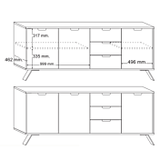 Credenza Moderna, Madia di Design, 3 ante e 3 cassetti, Legno Sherwood Oak