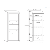 Vetrina singola moderna, Bianca laccata Lucida, 1 anta - 61x162 cm