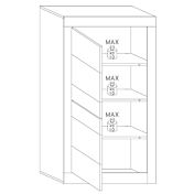 Vetrina singola moderna, Bianca laccata Lucida, 1 anta - 61x162 cm
