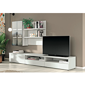 Parete attrezzata con vetrina in finitura Cemento artico