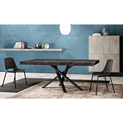 Tavolo moderno allungabile Kris con gambe intrecciate  in finitura Stone Grey e Grigio nero opaco