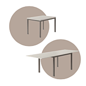 Tavolo quadrato allungabile Elton in finitura Frassino dorian e Bronzo tecno