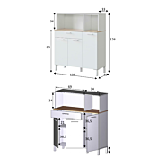 Mobile multiuso, 3 ante, 1 cassetto e 1 ripiano bianco artik e rovere canadian