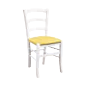 Sedia in finitura laccato bianco con fondino giallo