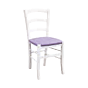 Sedia in finitura laccato bianco con fondino lilla