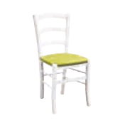 Sedia in finitura laccato bianco con fondino lime