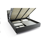 Letto contenitore matrimoiale Skat in ecopelle bianco ottico