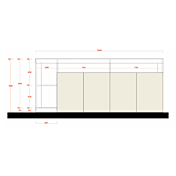 Credenza Madia a 4 ante con un ripiano in finitura bianco laccato lucido e Cemento