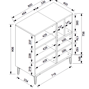 Madia moderna Glesborg con 2 ante e un vano a giorno in finitura Rovere e Nero carbone