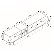 Mobili per Tv Glesborg, Nero carbone e Rovere