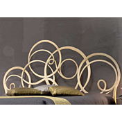 Letto in ferro battuto Beethoven, color marrone anticato oro, made in Italy