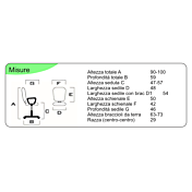 Poltrona operativa da ufficio con schienale rettangolare e braccioli, Blu e Nera