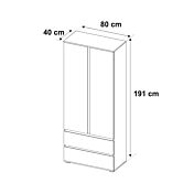 Armadio multiuso Bianco con 3 ripiani e 2 cassetti