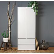 Armadio multiuso Bianco con 3 ripiani e 2 cassetti