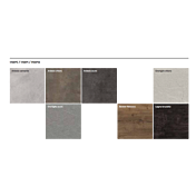 Coppia di comodini sfasati Palawan in finitura Grigio, Bianco con top in Marmo nero