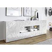 Madia bianca laccato lucido con serigrafia, 2 ante e 2 cassetti