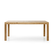 Tavolo di design allungabile in legno, finitura rovere consumato, apertura con binario