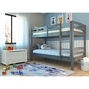 Letti mini castello in legno massello, finitura Grigio scuro