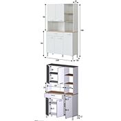 Mobile multiuso, 5 ante, 1 cassetto e 3 ripiani bianco artik e rovere canadian con stampa decorativa