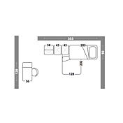 Cameretta con soppalco a 2 posti letto in Bianco frassino, Gessato cenere e Salvia