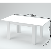 Tavolo moderno per interni, completo di allunga, finitura Larice Bianco L.120