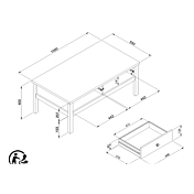 Tavolino per soggiono moderno in finitura bianco opaco e quercia
