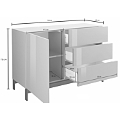 Madia moderna, 3 cassetti 1 anta in finitura bianco lucido