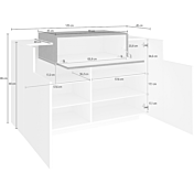 Madia multiuso bianca e ardesia, 2 ante e una ribalta