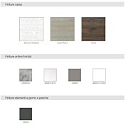 Parete attrezzata moderna, Olmo perla, Visone, Bianco seta e Fango, Made in Italy