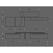 Parete attrezzata con pensili e libreria, disponibile in diverse finiture, Made in Italy