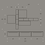 Parete attrezzata moderna, in finitura Bianco frassino, Cemento e Fango