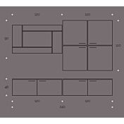 Parete attrezzata finitura Olmo perla con frontali Bianco Lucido, made in Italy