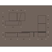 Parete attrezzata moderna, Olmo perla, Visone, Bianco seta e Fango, Made in Italy