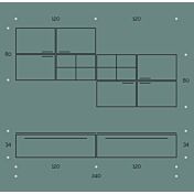 Parete attrezzata finitura Olmo perla, con frontali Bianco seta e libreria