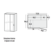 Cabina armadio per camerette Moretti Compact, finitura Betulla e Cielo laccato