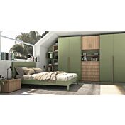 Armadio a 4 ante battenti e cassetti in finitura Royal Oak e Oliva