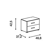 Comodino moderno con 2 cassetti, Olmo e Giallo, made in Italy