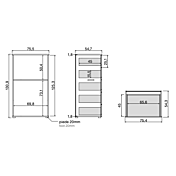 Settimino moderno con 5 cassetti, finitura Bianco altea, Rosa confetto e Grigio seta