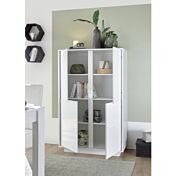 Madia moderna alta con 4 ante in finitura bianco lucido