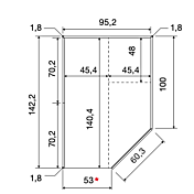 Cameretta con armadio ad angolo, finitura Bianco altea, Grigio seta e Orzo