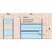 Letto soppalco con scrivania, finitura Natural wood e Agave